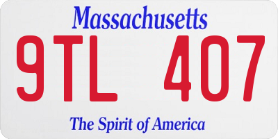 MA license plate 9TL407