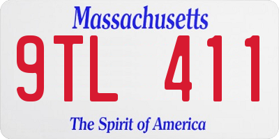 MA license plate 9TL411