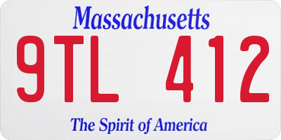MA license plate 9TL412