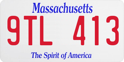 MA license plate 9TL413
