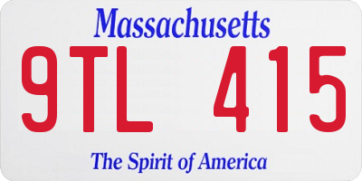 MA license plate 9TL415