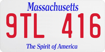 MA license plate 9TL416