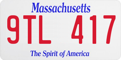MA license plate 9TL417