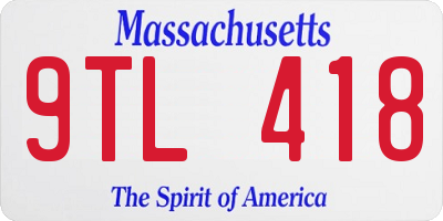MA license plate 9TL418