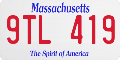MA license plate 9TL419