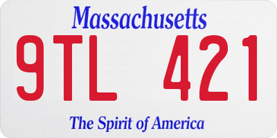 MA license plate 9TL421