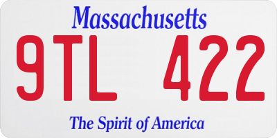 MA license plate 9TL422