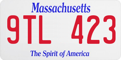 MA license plate 9TL423