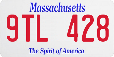 MA license plate 9TL428