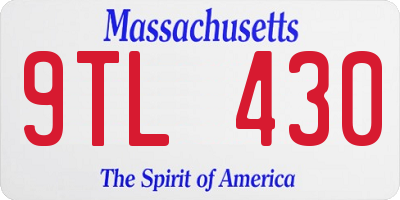 MA license plate 9TL430