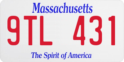 MA license plate 9TL431
