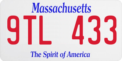 MA license plate 9TL433