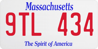 MA license plate 9TL434
