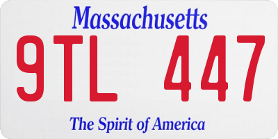 MA license plate 9TL447