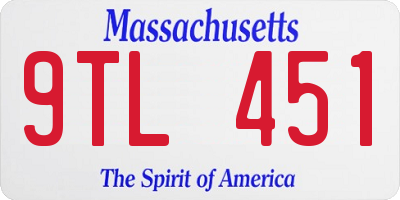 MA license plate 9TL451