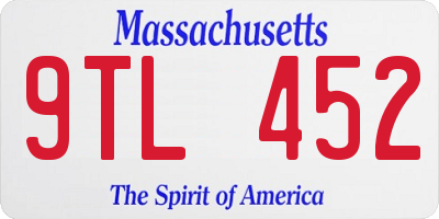 MA license plate 9TL452