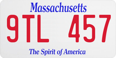 MA license plate 9TL457