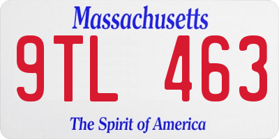 MA license plate 9TL463