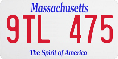 MA license plate 9TL475