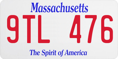 MA license plate 9TL476