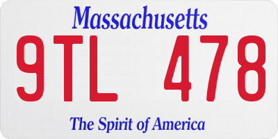 MA license plate 9TL478