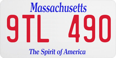 MA license plate 9TL490