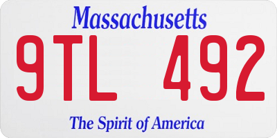 MA license plate 9TL492