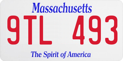 MA license plate 9TL493