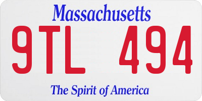 MA license plate 9TL494