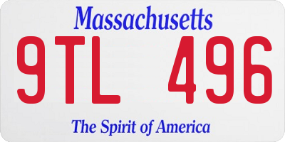 MA license plate 9TL496