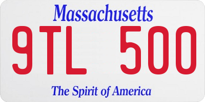 MA license plate 9TL500