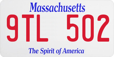 MA license plate 9TL502