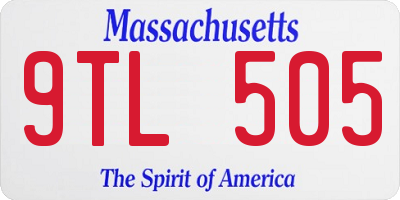 MA license plate 9TL505