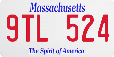 MA license plate 9TL524