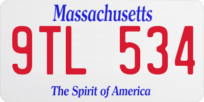 MA license plate 9TL534