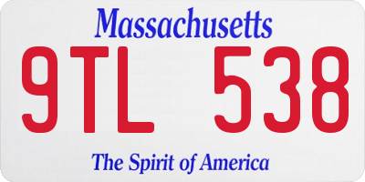 MA license plate 9TL538