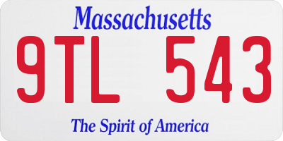 MA license plate 9TL543