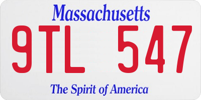MA license plate 9TL547