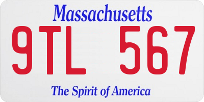 MA license plate 9TL567