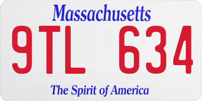 MA license plate 9TL634