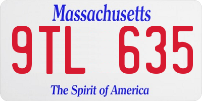 MA license plate 9TL635