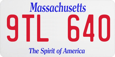 MA license plate 9TL640