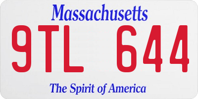 MA license plate 9TL644