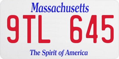 MA license plate 9TL645