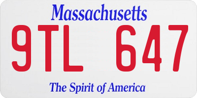 MA license plate 9TL647