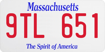 MA license plate 9TL651