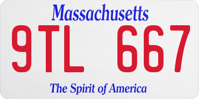MA license plate 9TL667