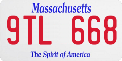 MA license plate 9TL668