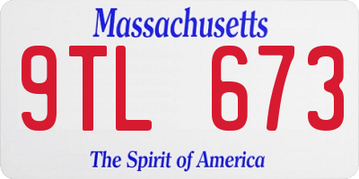MA license plate 9TL673