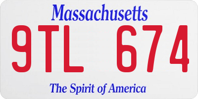 MA license plate 9TL674